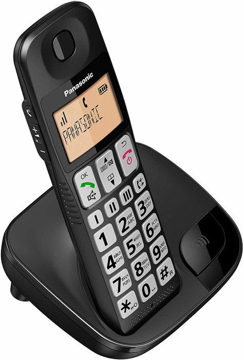 Panasonic KX-TGE310SP Teléfono inalámbrico con teclas grandes, Negro